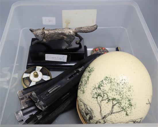 An ostrich egg and mixed collectibles